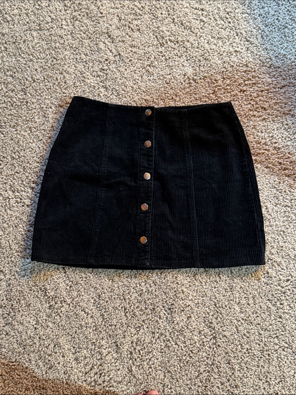 Forever 21 Black Corduroy Button-Front Mini